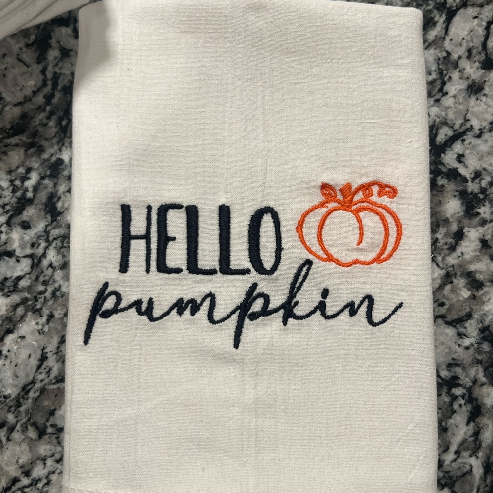 Hello pumpkin flour sack towel